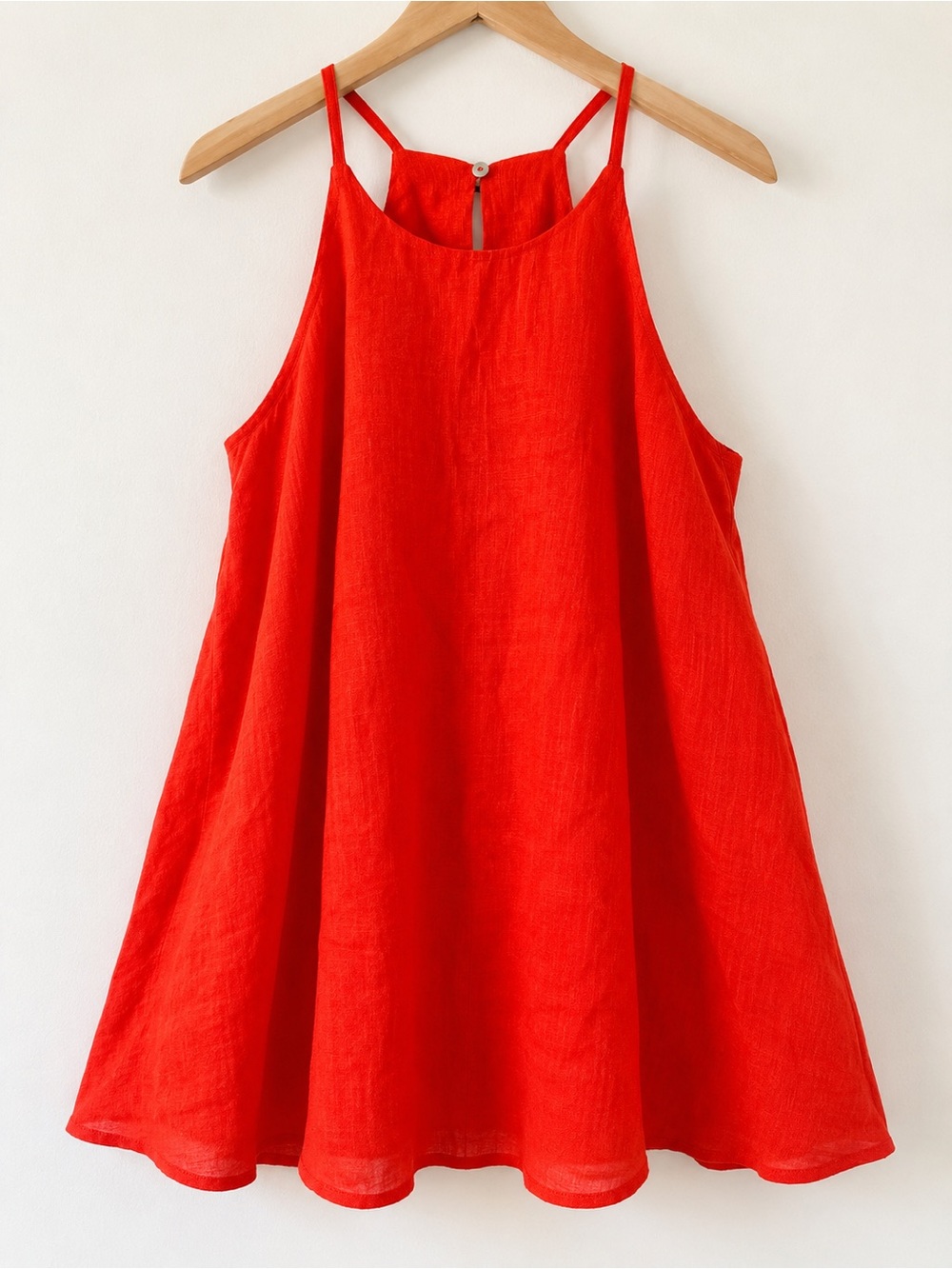 Cottonworld Red 100% Linen Sleeveless Swing Top Size Small